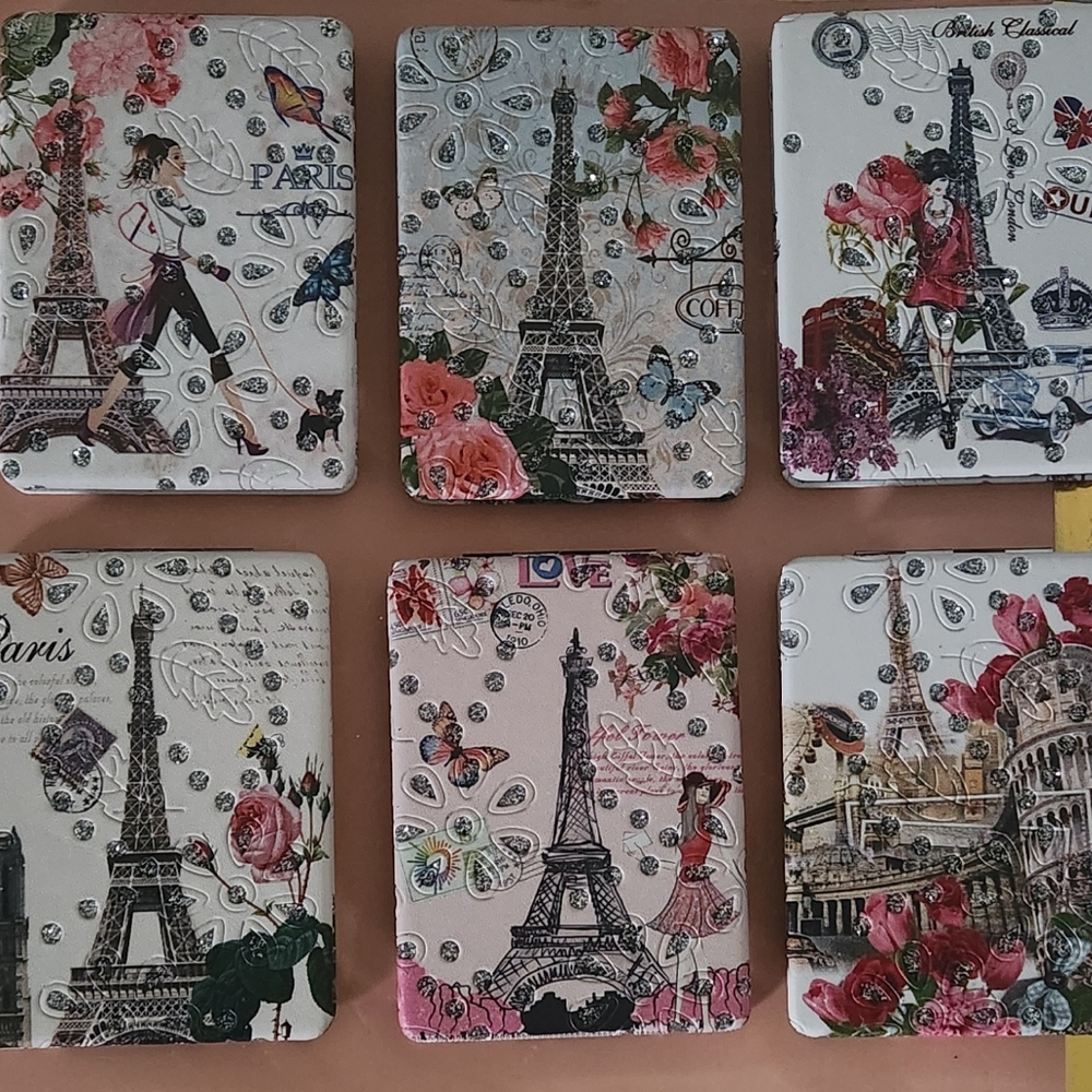 Compact mirrors, dual side with magnifier Eiffel Tower 6 designs 4/$20